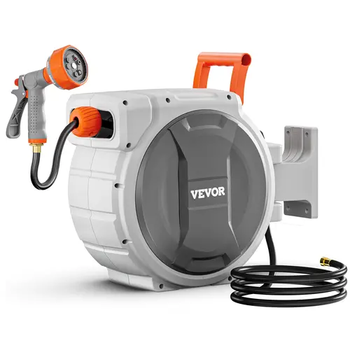 【toolupgrade】VEVOR Retractable Garden Hose Reel 1/2 Inch x 84 ft Wall Mounted Garden Hose ReelWater Hose RetractableGarden Hose Nozzle, Water Hose Nozzle, Garden Sprayer