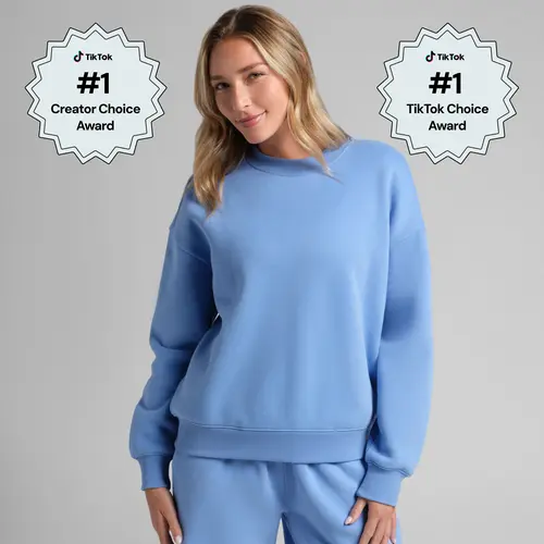 Comfrt | Crop Crew |  Cropped Cotton Fleece Fabric Everyday Crewneck Sweatshirt