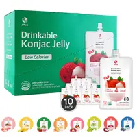 JELLY B Drinkable Konjac Jelly Lychee Flavor 10 Packs of 150ml Healthy Natural Foods High Fiber Korean Snack Sugar-Free Low Calorie & Low-Fat