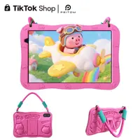 [Back To School] PRITOM Kids Tablet 10 inch Android 16 8GB RAM 32GB ROM Dual Cameras WiFi6 6000mAh Battery Protective Silicone Case Animal Flash Cards Educational Apps Toddler Gifts Stress Relief Case Pink/Blue Best Kids Gift,sohochic