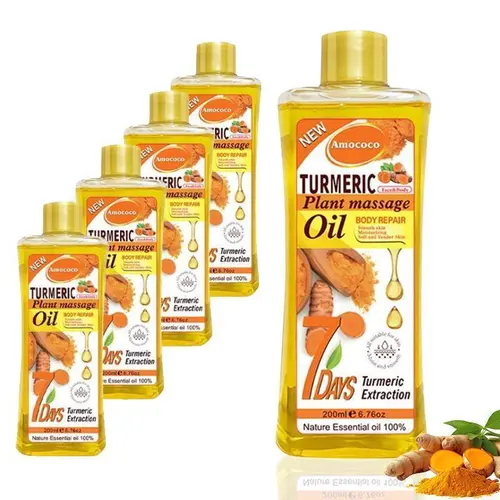 Turmeric Honey Massage Oil (6.76oz/200ml) - Pure Natural Scented Aroma Liquid Body Care Oil, Single Item for Even Skin Tone, Gentle Fragrance, All Skin Types with Kojic Butter Face Cleansing Benefits
