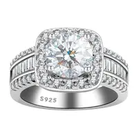 3CT Square Halo Ring, 5A CZ Wedding Band for Women, Engagement Ring Jewelry Promise Ring Gift for Her Bridal Rings Statement Ring