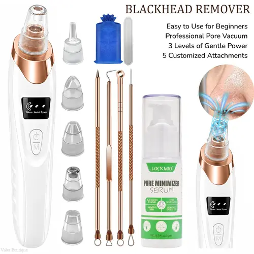 Blackhead Remover  Pore Vacuum 5 Probe USB Rechargeable Vacuum Pore Cleaner Facial Tool ,Upgraded Black Head Remover for Face,Pimple Popper Tool Kit,Curved Blackhead Tweezers Kit, Professional Stainless Pimple Acne Blemish Removal Tools Kit