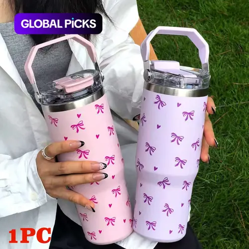Insulated Stainless Steel Cup Stylish, Butterfly Pattern, Dual-Layer Insulation, Leak-Proof Design, Perfect for Outdoor & Office Use, Leakproof Traveler Tumbler #GLOBAL PICKS