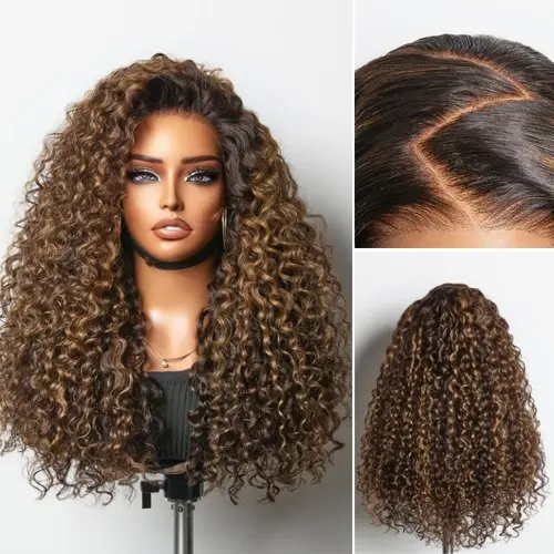 【LIVE】Luvme All-Day Comfort™ 100% Human Hair Wig, PartingMax Brown Highlights Funmi Curly, 7x6 Closure HD Lace Glueless Pre Cut Lace, 150% Density Human Hair Wigs