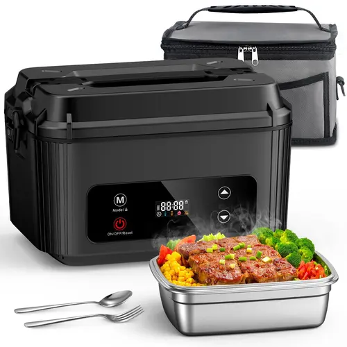 OGERY Self-Heating Electric Lunch Box, 100W Faster Heated Cordless Lunch Box for Adults with Automatic Heating, 40 fl oz 304 Stainless Steel Food Warmer with Timer for Hot Meals Anywhere summerwins