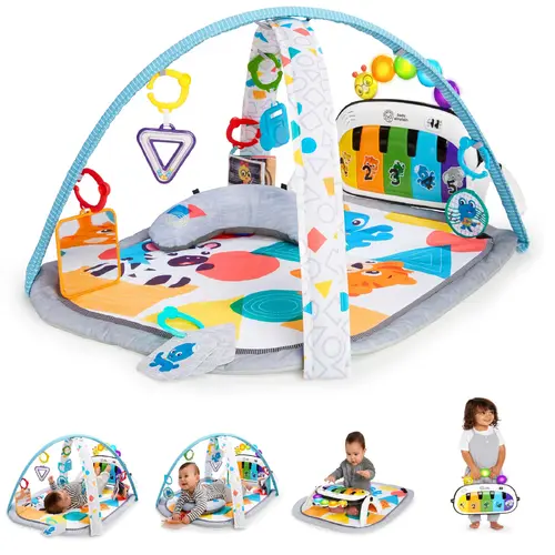 Baby Einstein 4-in-1 Kickin’ Tunes Music & Language Discovery Gym and Piano Tummy Time Activity Mat,Multiple Designs