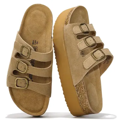 Project Cloud Women's Genuine Suede Wedge Sandals | Casual Summer Walking Footwear | Memory Foam | Lightweight Non-Slip – Dyan