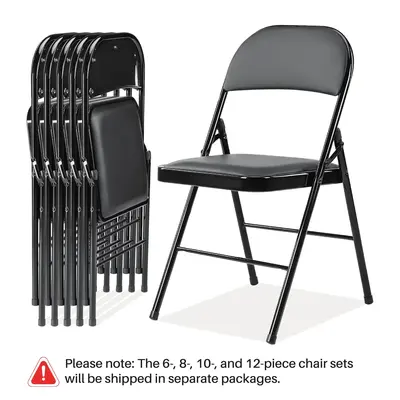 Sweetcrispy 【Value Pack】Leather-Padded Folding Chair, Sturdy Metal Frame, High-Density Foam, Easy Wipe Clean, Leather & Sponge for Long Sits Comfort, Versatile Indoor/Outdoor Chair, Leather And Sponge Ease Long Sits