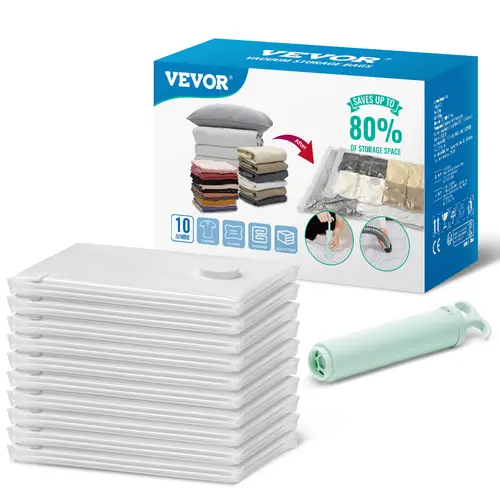 【toolupgrade】VEVOR 10-Pack Jumbo Vacuum Storage Bags, Tear-Resistant Reusable Compression Bags with Portable Pump, Durable Storage Organizer for Clothes, Bedding & Travel Needs, Tool, Space Saving Bags