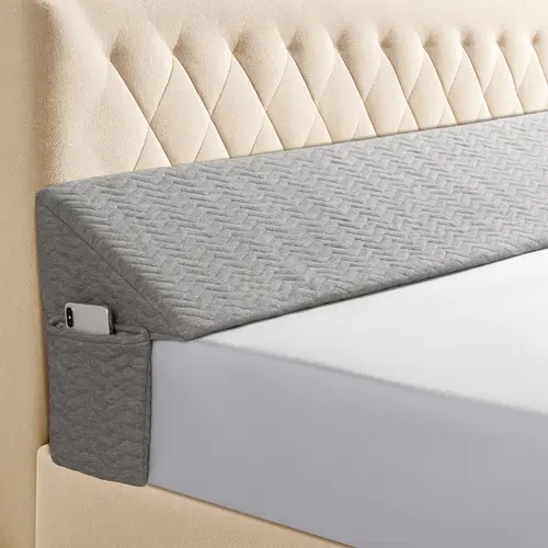 Sonoro Kate Home Bed Wedge Pillow For Headboard, Mattress Gap Filler, Triangle Bloster Pillow Wedge, Stop Pillow Falling Down-Grey/White
