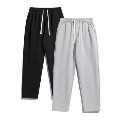 Men's 2-Piece Solid Essential Sweatpants Set - Minimalist Loose-Fit Athleisure Style Top & Bottoms for Gym Workouts, Autumn Winter Loungewear, Workout Gym Pants,sohochic