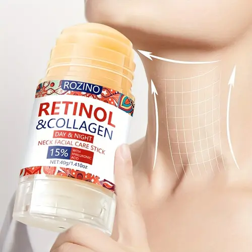 ROZINO Retinol & Collagen Neck Facial Care Stick - Anti-Aging Neck and Décolleté Firming Moisturizer with Hyaluronic Acid, Daily Wrinkle Care to Tighten, Hydrate, Plump Skin and Repair Sagging Skin, Hydrating,sohochic