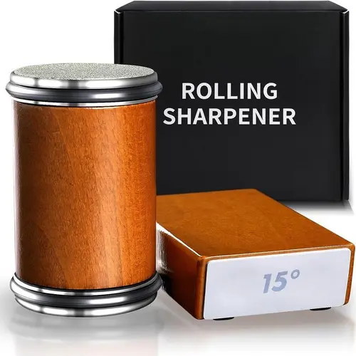 Rolling Knife Sharpener Tool Kit with 2-Sided Magnetic Suction, 15° & 20° Angle Rolling Stone for Kitchen, Pocket & Household Cutting Gadgets,sohochic