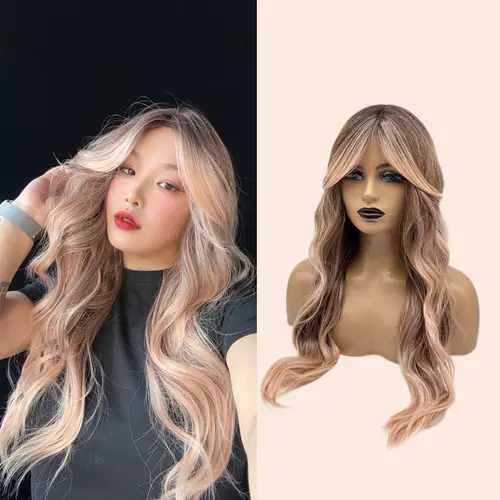 JBEXTENSION 26 Inches Long Body Wave Wig with Bangs MANDA