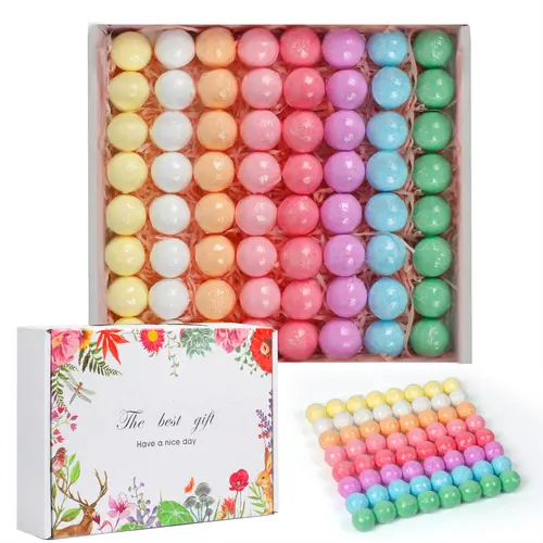64-Piece Essential Oil Bath Salt Bomb Gift Set (Individually Wrapped): A Premium Self-Care SPA Gift, Top Choice for Anniversary/Birthday Presents, Perfect for Her Who Has Everything, Body Care Products