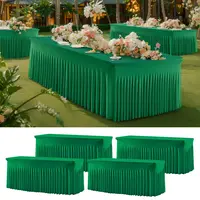 Halloween Party Table Skirts, 4‑Pack Stretch Spandex Fitted Table Covers for 4ft/6ft/8ft Rectangle Tables, Wrinkle‑Resistant Stain‑Proof Wavy Ruffle Table Decor for Holiday, Birthday & Event Parties,sohochic