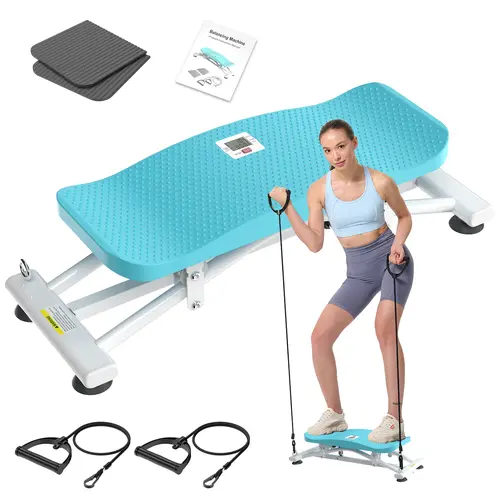 HOTWAVE Balance Board with Resistance Bands, Ski Balance Trainer for Ski Simulation, Core Training, Balance & Stability Workout, Surf Training, Home Exercise Equipment