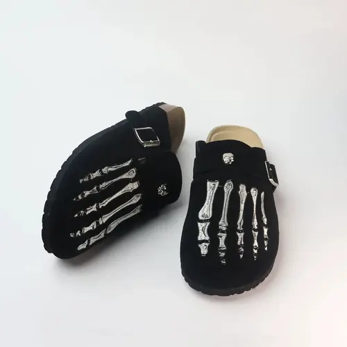 Skeleton Mule Slides - Gothic Punk Slip-On Shoes | Edgy Daily Style,sohochic