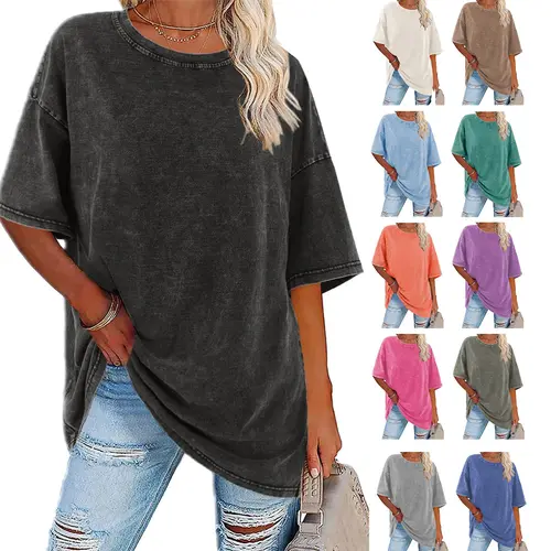[NEW COLOR!]Holafish Women's TRUESIZE Acid Washed Heavy Cotton T-Shirt Soft Breathable Fabric Timeless Retro Look Casual Loose Fit Streetwear Tee Tops,summerwins,summeroutfits,vacationoutfits,beachoutfits,back to school,back to school shoppiBack To School