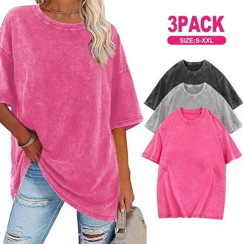 [NEW COLOR!]Holafish 1/3Pack Unisex Cotton Half Short Sleeves Casual Loose Solid Streetwear T-Shirts Soft Retro Street Top for Fitness Oversized Crewneck Round Neck Garments Summer - Piece,back to school,back to school shoppingBack To School,sohochic