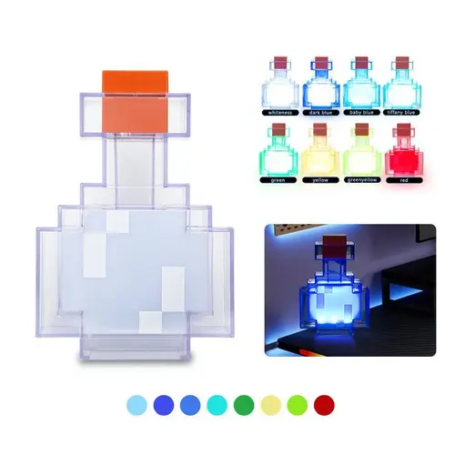 Color Changing LED Potion Bottle Table Lamp - Dimmable Battery-Powered Electronic Lights, Ambient LED Lighting, Collectibles, Party Lights, Bedroom Decoration, Travel-Friendly Modern Novelty Stand, Teenage Boy Gifts for Home Improvement