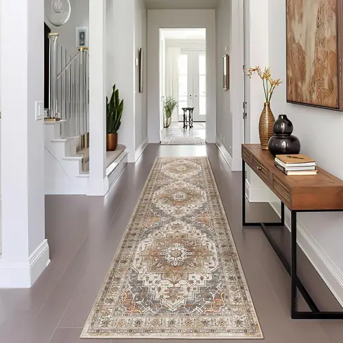 Art&Tuft Low-Pile Soft Machine Washable Runner Rug - Non-Slip, Vintage Artistic Motif, Home Accessory, Room Decorations, Homegoods, Rugs for Living Room, Hallway Use, Area Rug Runner, Home Decorative Rugs