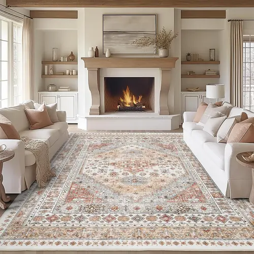 Art&Tuft Artistic Indoor Area Rug - Non-Slip, Vintage, Large, Machine Washable, Stain-Resistant, Foldable Pattern Rug for Living Room Decor, Bedroom, College Dorm Essentials, Home Goods, Indoor Area Rugs