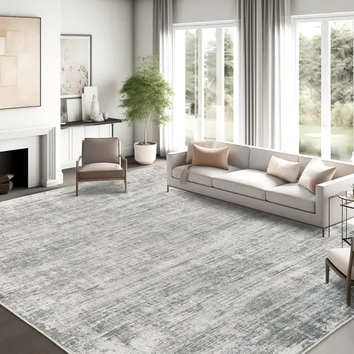Art&Tuft Washable Abstract Artwork Indoor Area Rug - Non-Slip Backing, Stain Resistant, Soft Monochrome Non-White Rug for Living Room, Bedroom, Artwork Area Rugs, Abstract Area Rugs