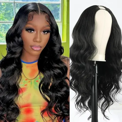 Lush Haute Body Wave V Part Wig Synthetic Wigs for Women Full Head Clip In Hair Wear and Go Glueless Hair Synthetic Wigs Synthetic Material Wigs Synthetic Bodywave Wig