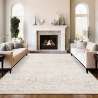 Art&Tuft Non-Slip Botanical Area Rug - Stain-Resistant, Machine Washable Vintage Floral Home Decor Rug for Living Room, Bedroom, Apartment Accessories, Room Decor, Living Room Decor