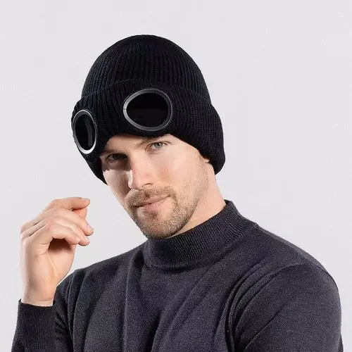 Unisex Solid Color Goggle Lens Design Bucket Hat - Soft Cozy Casual Headwear for Fall & Winter, Mens Hats Beanies Fashion Accessories, Machine Washable for Men & Women,sohochic