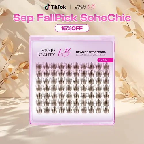 sohochic VEYESBEAUTY Brown Manga Single Length Cluster Lash  Invisible Band Wispy Lightweight Softness Weightless Makeup Eyelash Extensions