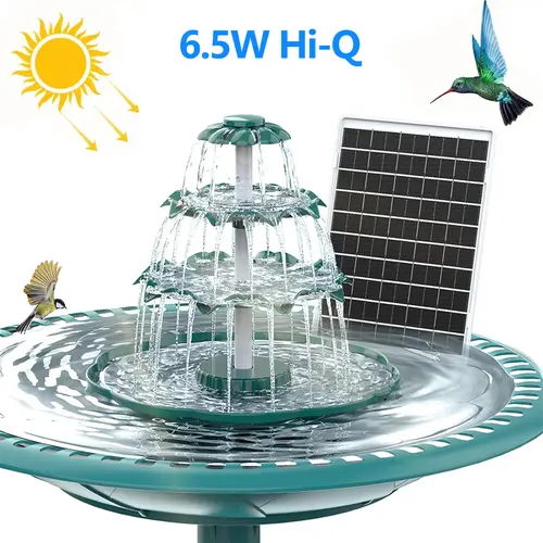 summerwins 6.5W Output Garden Fountain Solar - High-Quality Outdoor Water Fountains, DIY Detachable Pump, 3-Layer Design, Sunlight Powered Water Circulation, Garden Accessories, Backyard Decor, Bird Attractor,sohochic