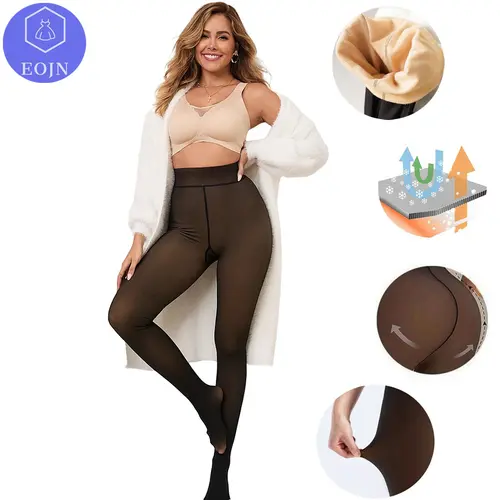EOJN Women's Fleece Lined Tights Fake Translucent Warm Thermal Leggings, Winter Pantyhose Fake Sheer Thick Underwear, Ladies Under Dress with High quality Faux fur Tights for Autumn,Soft and Breathable,Hight Stretch,Minimalist,Slim.Three Styles for you!