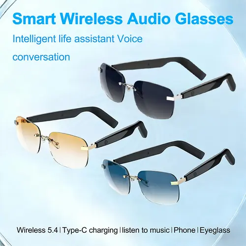 DVKIX Modern Lightweight Smart Glasses - Android Compatible, Wireless Bluetooth Adjustable, UV-Protective, Waterproof, Immersive Audio, Call & Music Capabilities, Ideal for Hiking & Sports (Unisex)