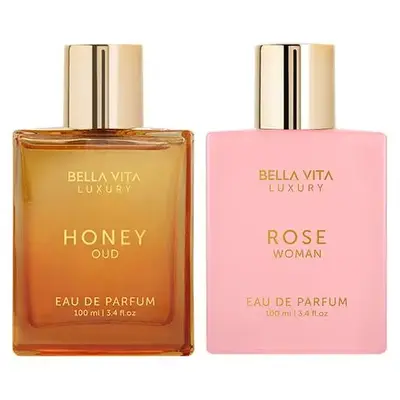 Sweet Sting by BellaVita Luxury | Honey Oud & Rose Woman | 2x100 ml Perfume Set for Women | Long Lasting EDP with Floral, Spicy & Woody Notes | Patchouli, Vanilla, Bergamot, Jasmine, Peach & Amber | Clean, Vegan & Cruelty-Free