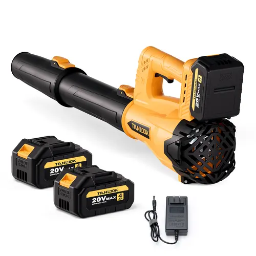TANLOOK HC2 High-Power Electric Leaf Blower - 580 CFM, 160 MPH, 4000g Pressure, 2×4Ah Batteries, Speed Adjustable, Lightweight & Portable (Few Pounds), Ideal for Outdoor Leaf/Snow Care, Garden Tool for Autumn/Winter