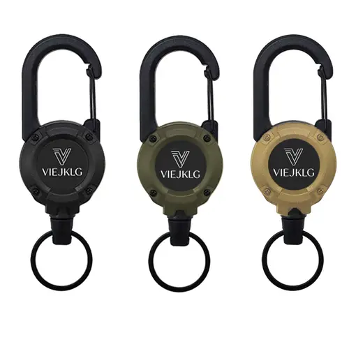 New Multifunctional Retractable Pull Reel Carabiner Keychain, Strong Steel Wire Rope Buckle - Fishing Tackle Organizer & Outdoor Sport Keychain Accessories Survival Kit Climbing Rope