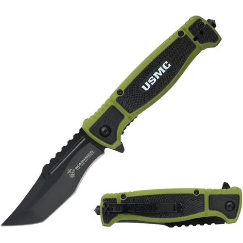 MTECH USA Officially Licensed USMC Foldable EDC Pocket Knife - 4.5" Compact Portable Everyday Carry with Clip-On Carry, Fiberglass Handle, Camping-Fishing Essential, M-A3005, Sports & Outdoor Tools