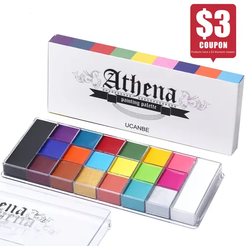 #SohoChic UCANBE Athena Face and Body Oil Paint Palette 20 Vibrant Colors Professional Safe Non-Toxic Tattoo Halloween Special Effects Party Makeup Kit for Kids and Adults