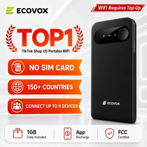 ECOVOX 2026 Upgraded WiFi 6 Mini Pocket WiFi | 4G LTE No Contract No SIM Required | Pay-As-You-Go Multi-Carrier Router | 3.5 oz Ultra-Light Multi-Device Share | Car Travel Essentials Road Trip Must Haves, Back to School,sohochic