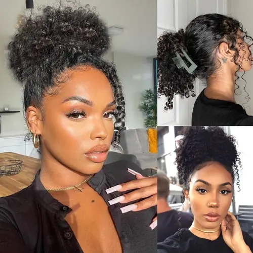 【Ashimary 20" Newborn Hairline Human Hair 360 Transparent Lace Frontal Wig - Flash Sale#summerwins, Kinky Curly Pre-Cut Lace Glueless Virgin Hair Wig with Bleached Knots, Invisi Strap, Snug Fit Drawstring】,sohochic