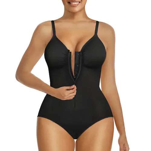 SHAPERX Shapewear for Women Tummy Control Bodysuits Zip-Up Comfort Shapewear Breathable Suitable for Everyday Wear Womenswear Elastic