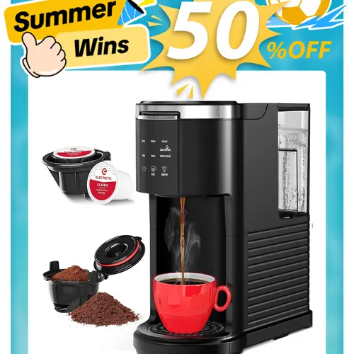 Single Serve Coffee Maker K Cup 2 in 1 Coffee Machine with Ground Coffee & Pods Coffee, 6 to 14 Oz Brew Sizes,Mini One Cup Drip Coffee Maker with Auto Cleaning & Shut Off, Black Brand: Havato summerwins,summerwins,home essentials,sohochic