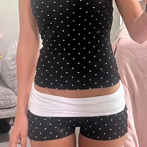 Women's Y2K Polka Dot Crop Top & Shorts Set, Womenswear, Clothes, Slim-Fit Classy Summer Outfit, Casual Chic Set, Casual Fashion Style for Women, Perfect for Daily Wear