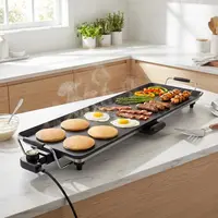 AORAN 36-in Large Size Tabletop Grill - Aluminum Handle Indoor Smokeless Electric Teppanyaki Griddle with Nonstick Coating, Adjustable Temperature for BBQ Cooking, Indoor Grill Cooktops, Tabletop Griddle,sohochic
