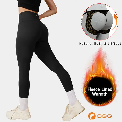 OQQ Women's Fleece-Lined Thick Thermal High-Waist Glute Enhancing Leggings - Activewear Bottoms, Fitness Workout Pants, Athleisure Fitness Pants for Winter Hiking, Gym,sohochic