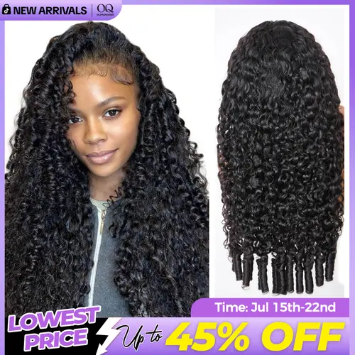 OQ HAIR Full Burmese Curly 13x6 Lace Frontal Glueless Wigs #4 Brown Color 220% Density Water Wave Virgin Human Hair Wigs Pre Plucked Natural Hairline #SohoChic #TikTokShopBackToSchool