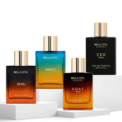 Hustle & Havoc by BellaVita Luxury | Perfume Gift Set | 4x100ml EDP Collection | CEO Man, G.O.A.T. Man, Narco & Devil | Long-Lasting Woody, Fresh & Spicy Fragrances | Men's & Unisex Gift Set | Father's Day Gift | Super Brand Day Exclusive